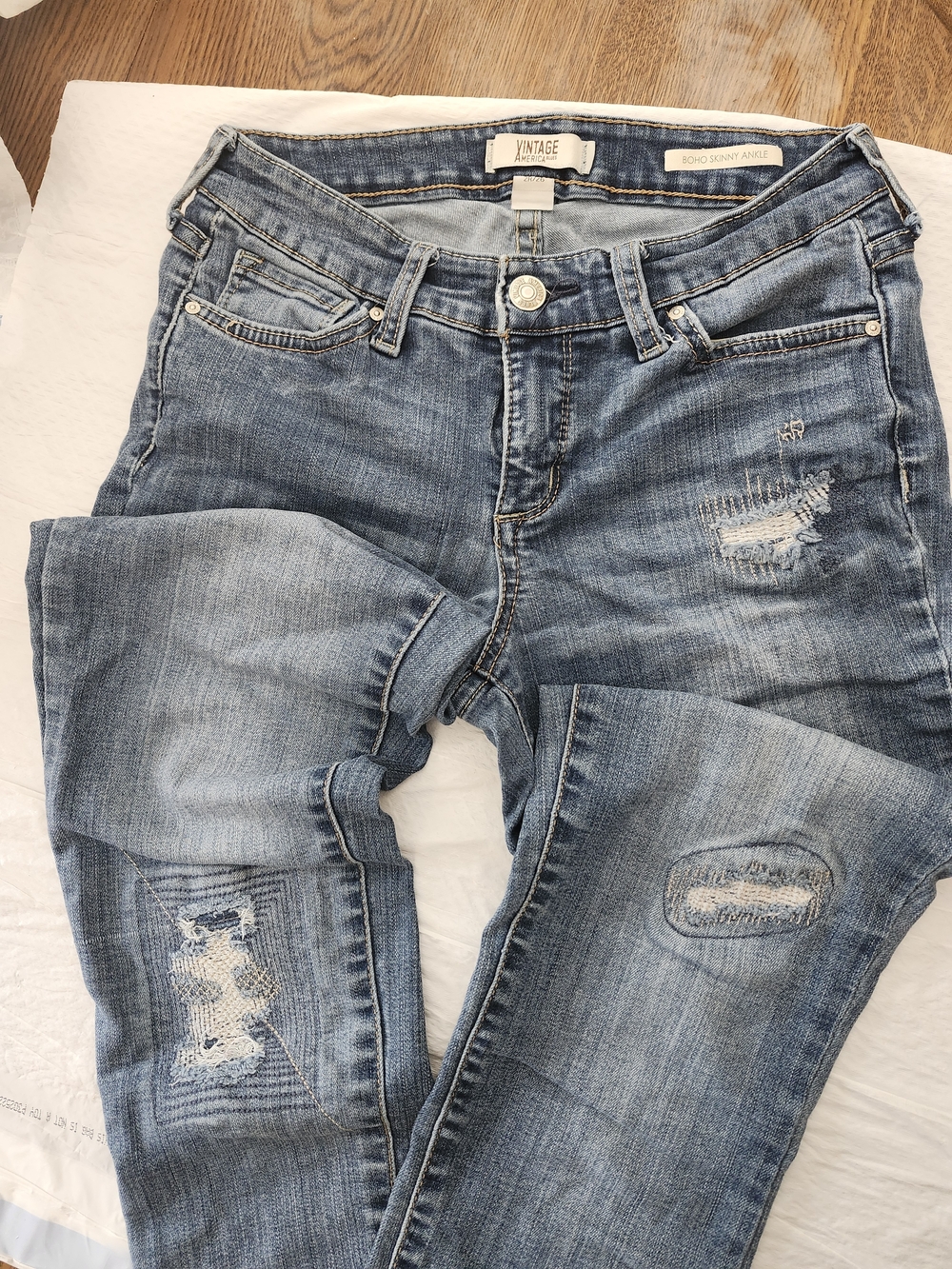 Vintage America BoHo SKINNY ANKLE JEANS